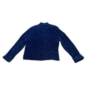 Lynn Yarrington Vintage Women's Small Blue Jacket Blazer Lux Silk Hand Woven USA
